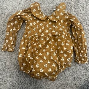 Rylee + Cru Golden Fleur Floral Baby Romper Outfit